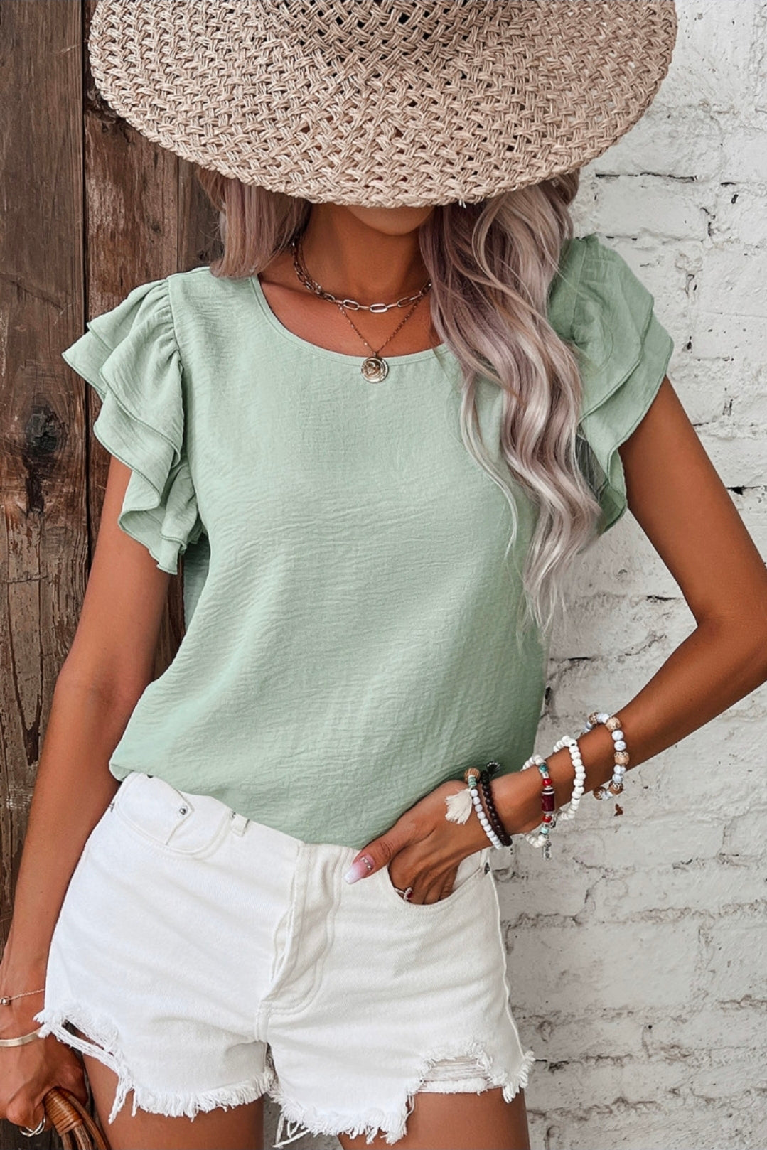 Ruffled Short Sleeve