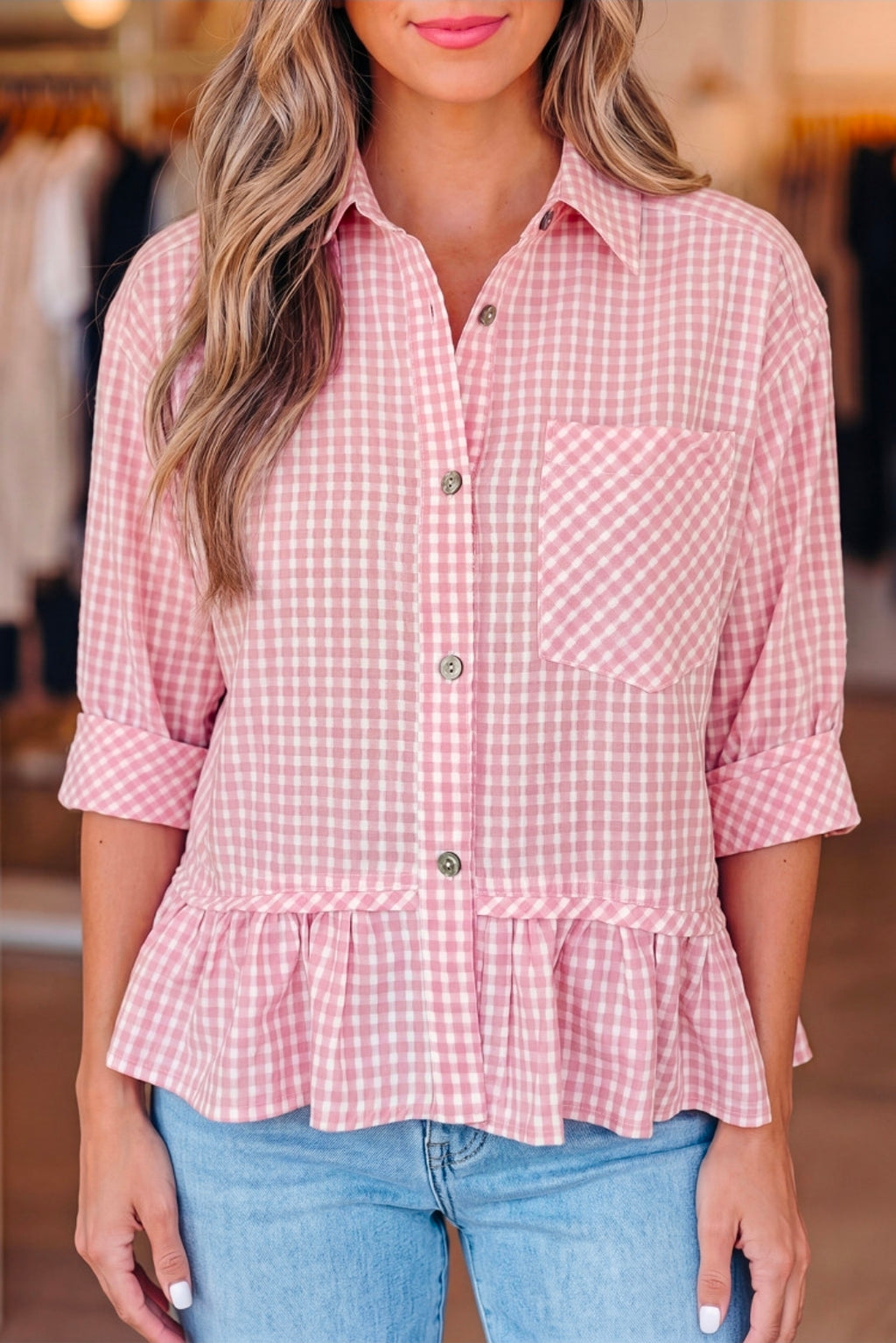 Pink Plaid Ruffle
