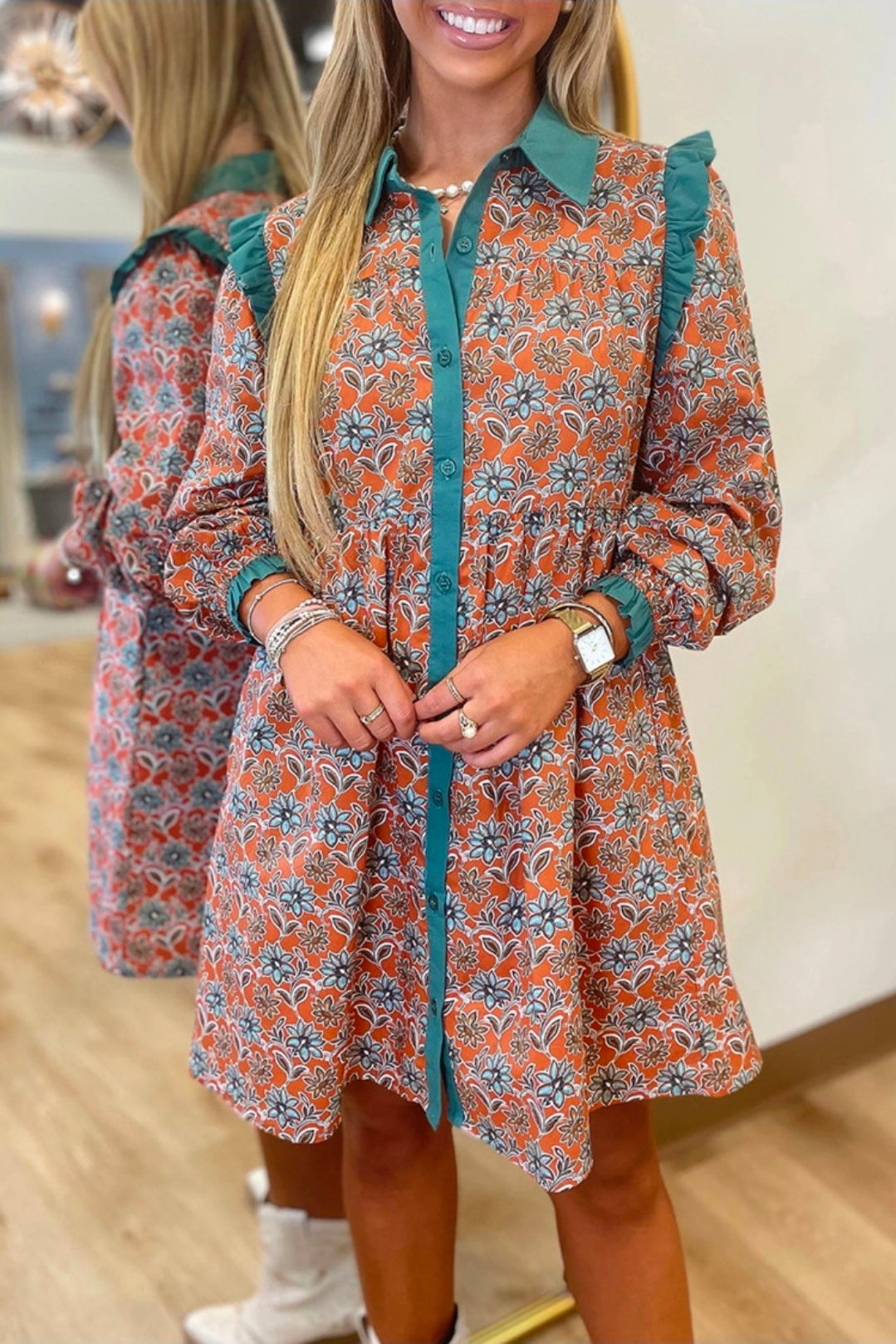 Orange Floral Dress