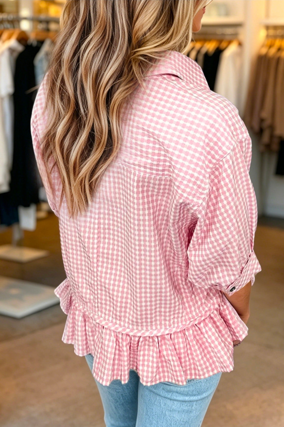Pink Plaid Ruffle