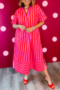 Red Stripe Midi Dress