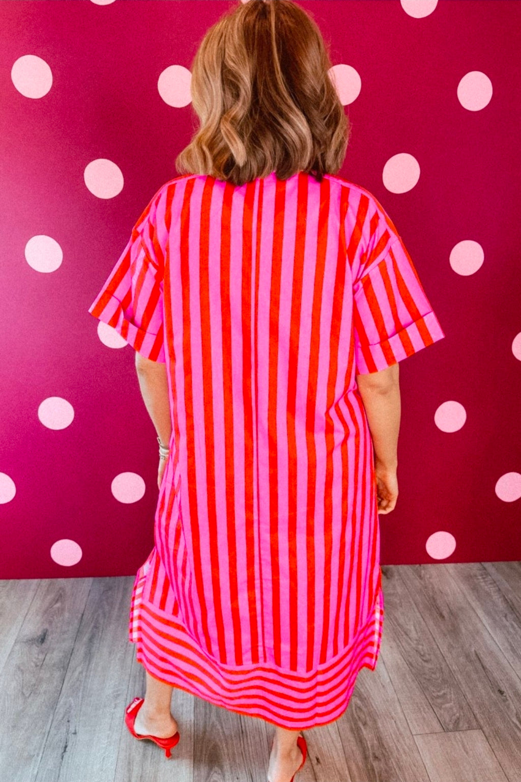 Red Stripe Midi Dress