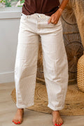 Khaki Striped Barrel Jeans