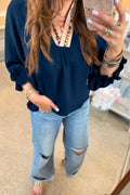 Leopard Trim Flounce top